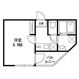 ピークヴィレ青井 303 3階1Kの間取り
