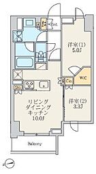 クレストコート北千住レジデンス 804 8階2LDKの間取り