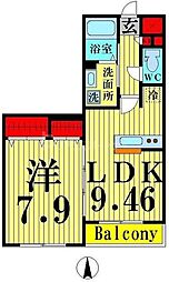 プランドール 1LDKの間取図画像