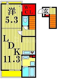 フリージア2 1LDKの間取図画像