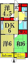 ベルプラザ壱番館 3DKの間取図画像