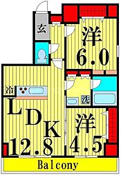 フュージョナル北綾瀬 2LDKの間取図画像