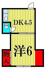 山口アパート 1DKの間取図画像