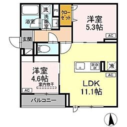 セレスティア荒川N 2LDKの間取図画像