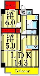 フレアコート北千住 2LDKの間取図画像