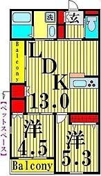 フルールはなはた 2LDKの間取図画像