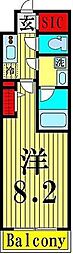 フュージョナル五反野 1Kの間取図画像