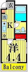 グランリヴェール 1Kの間取図画像
