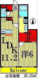 ラ・ロシェル 1LDKの間取図画像