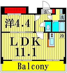 アルファコート西新井 1LDKの間取図画像