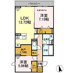 グラナーダ西新井 2SLDKの間取図画像