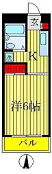 サンシャトレー小沼 1Kの間取図画像