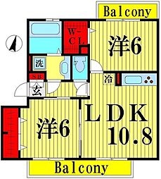RSA 2LDKの間取図画像