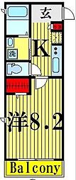 プレステージ綾瀬 1Kの間取図画像