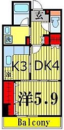 コーポレート竹の塚二丁目 2Kの間取図画像