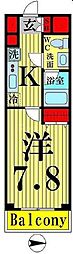 RisingPlace西新井 1Kの間取図画像