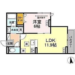 セレスティア東保木間II 1LDKの間取図画像