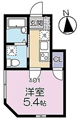 グランシャレー千住旭町 1Kの間取図画像