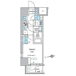 プレディアコート北千住 1Kの間取図画像
