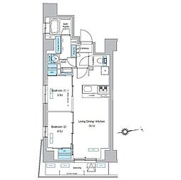 プレディアコート北千住 2LDKの間取図画像