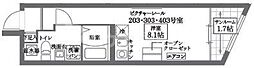 COCOCUBEKITASENJU2 ワンルームの間取図画像