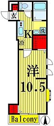 クリスタルハイツ青井 1Kの間取図画像