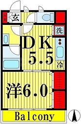 ワコーレ千住A棟 1DKの間取図画像