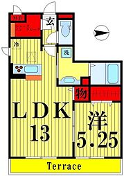 プランドールメゾン 1LDKの間取図画像