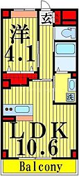 パーチェガーデン2 1LDKの間取図画像