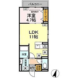 セレスティア扇VII 1LDKの間取図画像