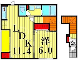 カレント六笠 1LDKの間取図画像
