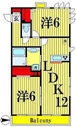 プランドールメゾン 2LDKの間取図画像