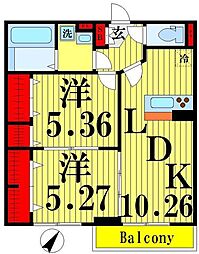 Miwastage2 2LDKの間取図画像