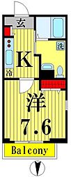 モリウェイリバーサイドビル 1Kの間取図画像