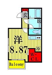 Woodyvillage ワンルームの間取図画像