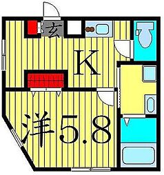 櫻 1Kの間取図画像