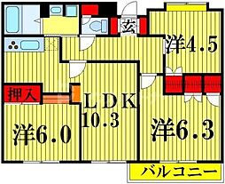 ララミー倉田 3LDKの間取図画像