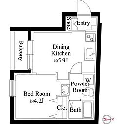 ジュネス北千住S 1DKの間取図画像