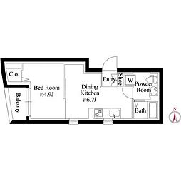 ジュネス北千住N 1DKの間取図画像