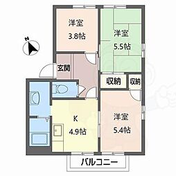 サニープラザB棟 3Kの間取図画像