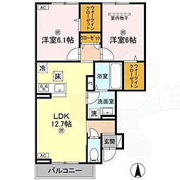 サニーヒロII 2LDKの間取図画像