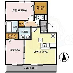サンドリヨン 2LDKの間取図画像