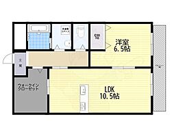 学園前グランドハイツ 1LDKの間取図画像