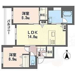 シャーメゾン西大寺南 2LDKの間取図画像