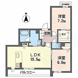 シャーメゾンアイメール 2LDKの間取図画像