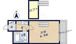 パレス大安寺 1Kの間取図画像