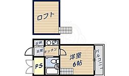 シティパレス21郡山九条パート1 1Kの間取図画像