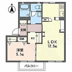 ラフォーレ紀寺 1LDKの間取図画像