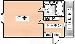 イーストバレー 1Kの間取図画像
