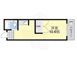 ブレスト北之庄5 ワンルームの間取図画像